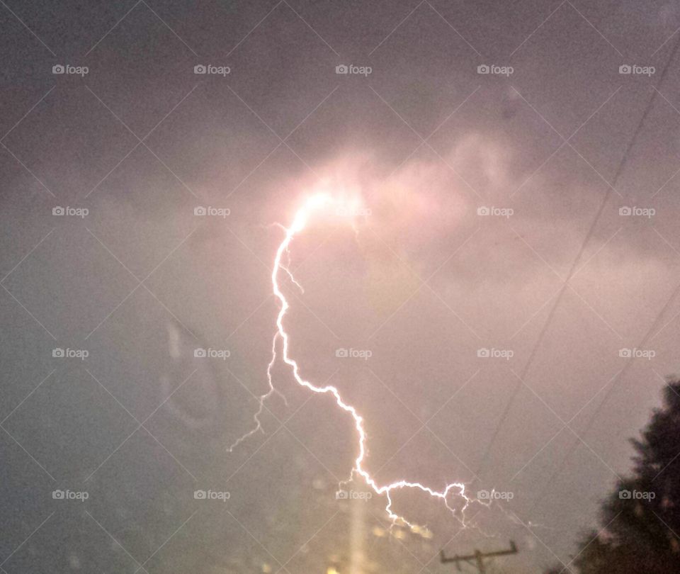 lightning strikes. taken through the windshield of my car in San Antonio Texas