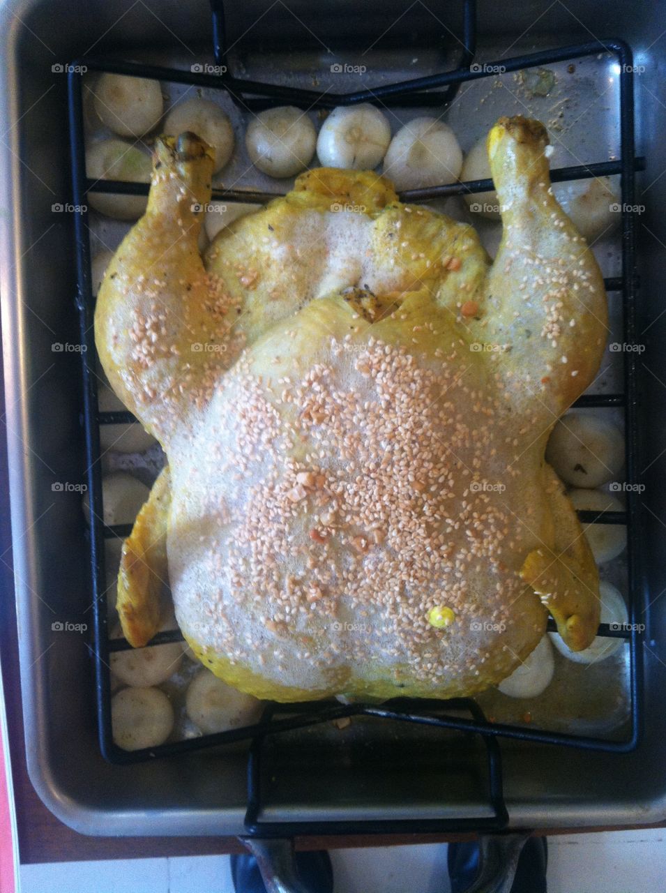 Roasting pan with turkey