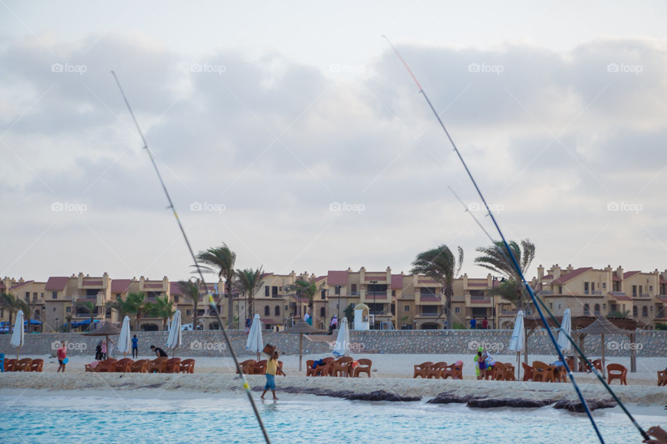 fishing equipment by the sea