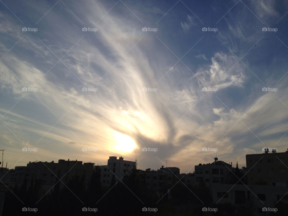 sky blue sunset clouds by a.bilbaisi