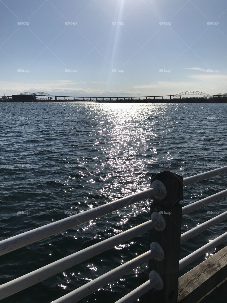 Sunshine reflection near bridge