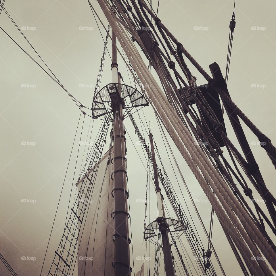 Crow's nest. Sailing in the Caribbean Sea