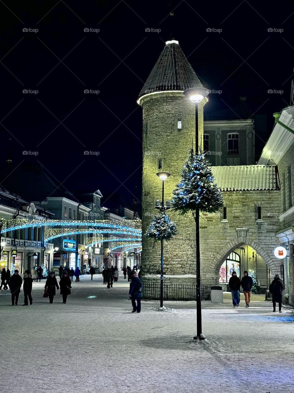 Winter in Tallinn, the Viru Gates in Christmas.
