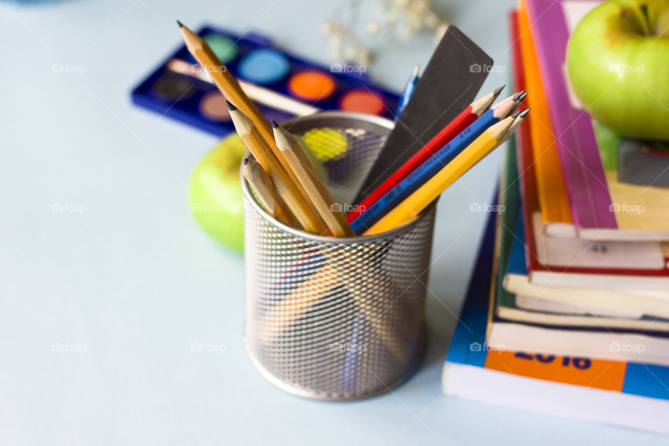 pencils and books, back to school