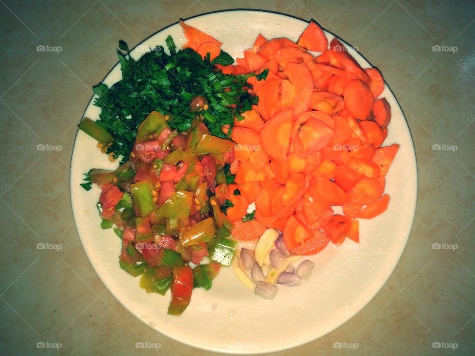 Pieces of vegetables