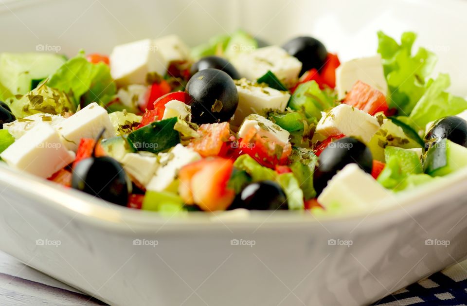 Close-up of Greek salad