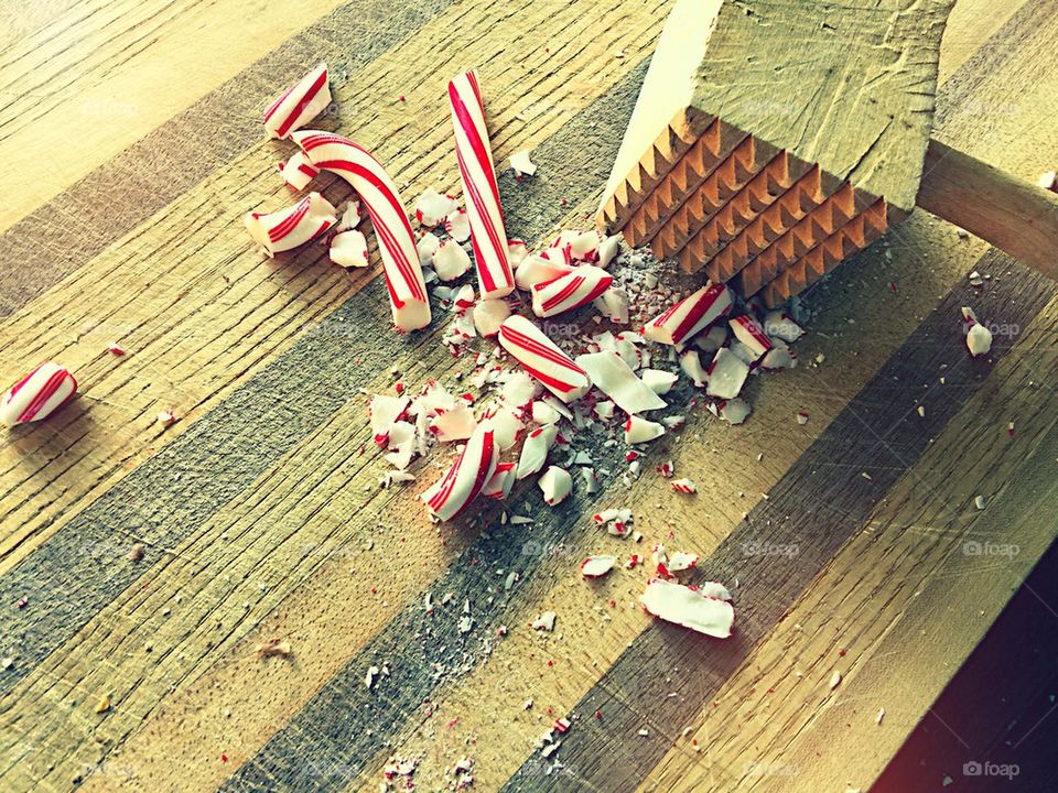 Crushing peppermint candies