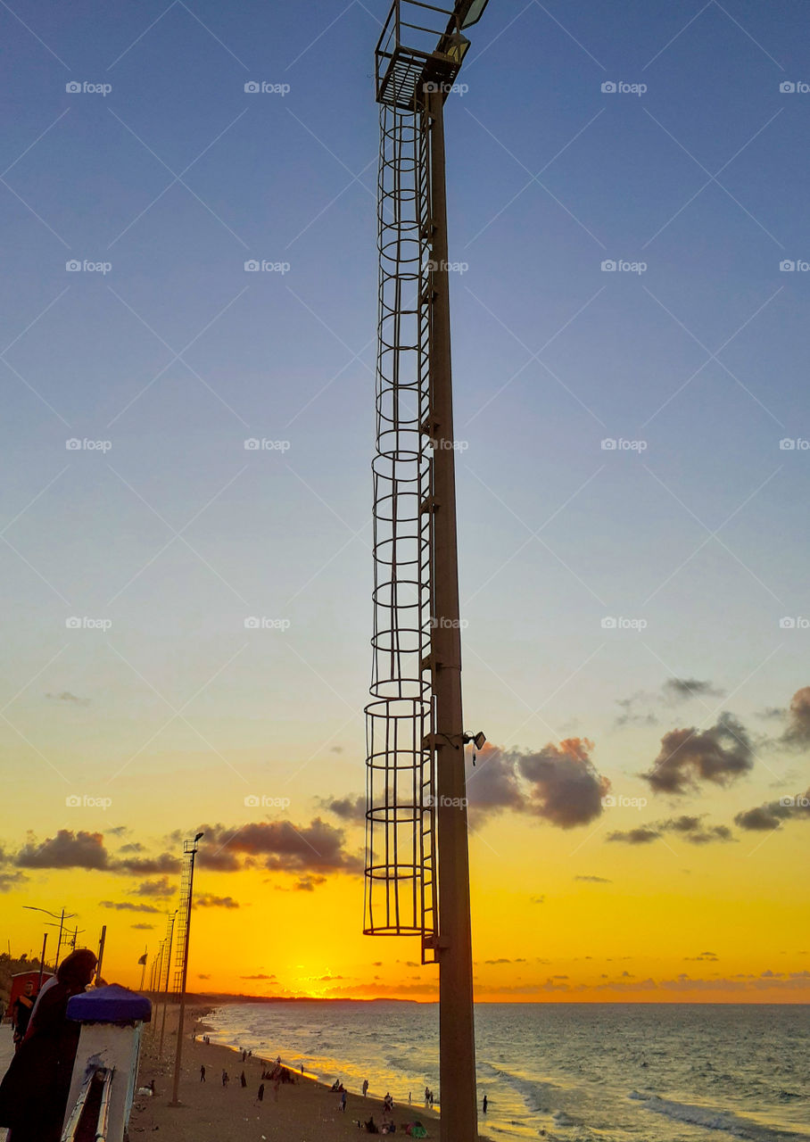 sunset over the beach