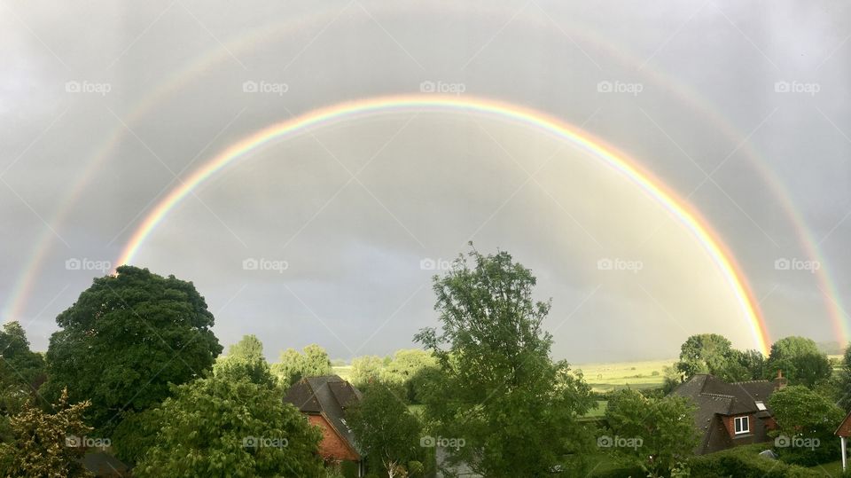 Double rainbow, South Downs, East Sussex, England
