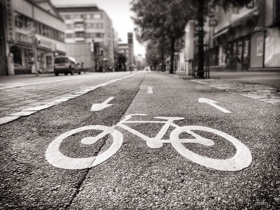 Specially for you. Bicycle road in the city, black&white