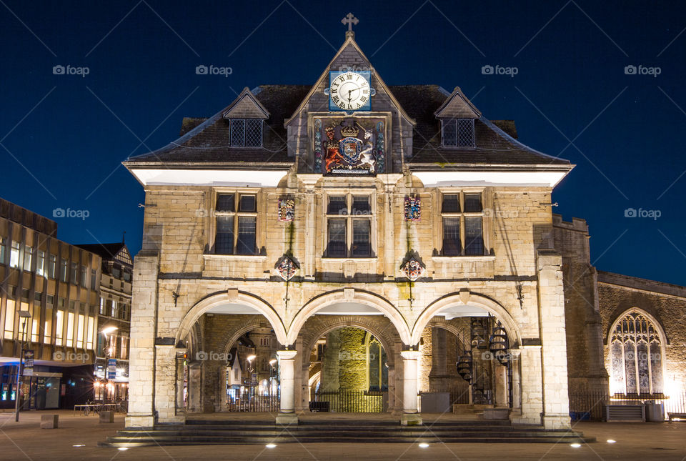 Peterborough Guildhall at night 