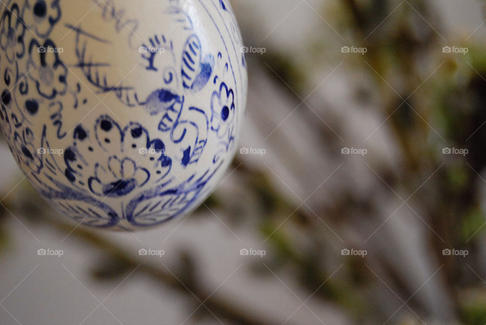 spring blue easter egg hand painted by Nikita80