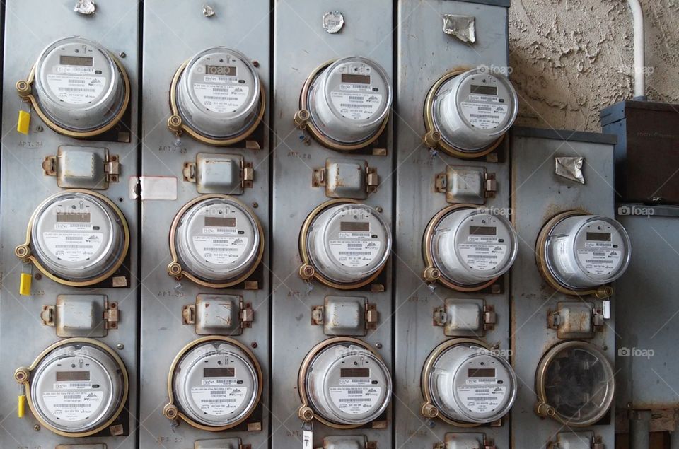 A row of electric meters