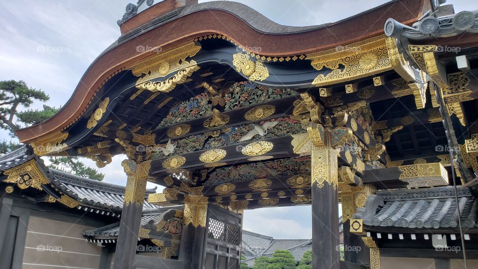 Ornate Gateway - Nijo Castle in Kyoto Japan