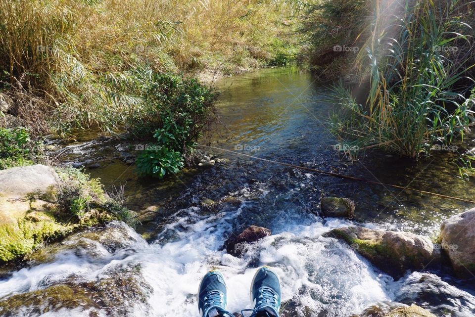 Nature#waterfalls#shoes#greengrass#stones