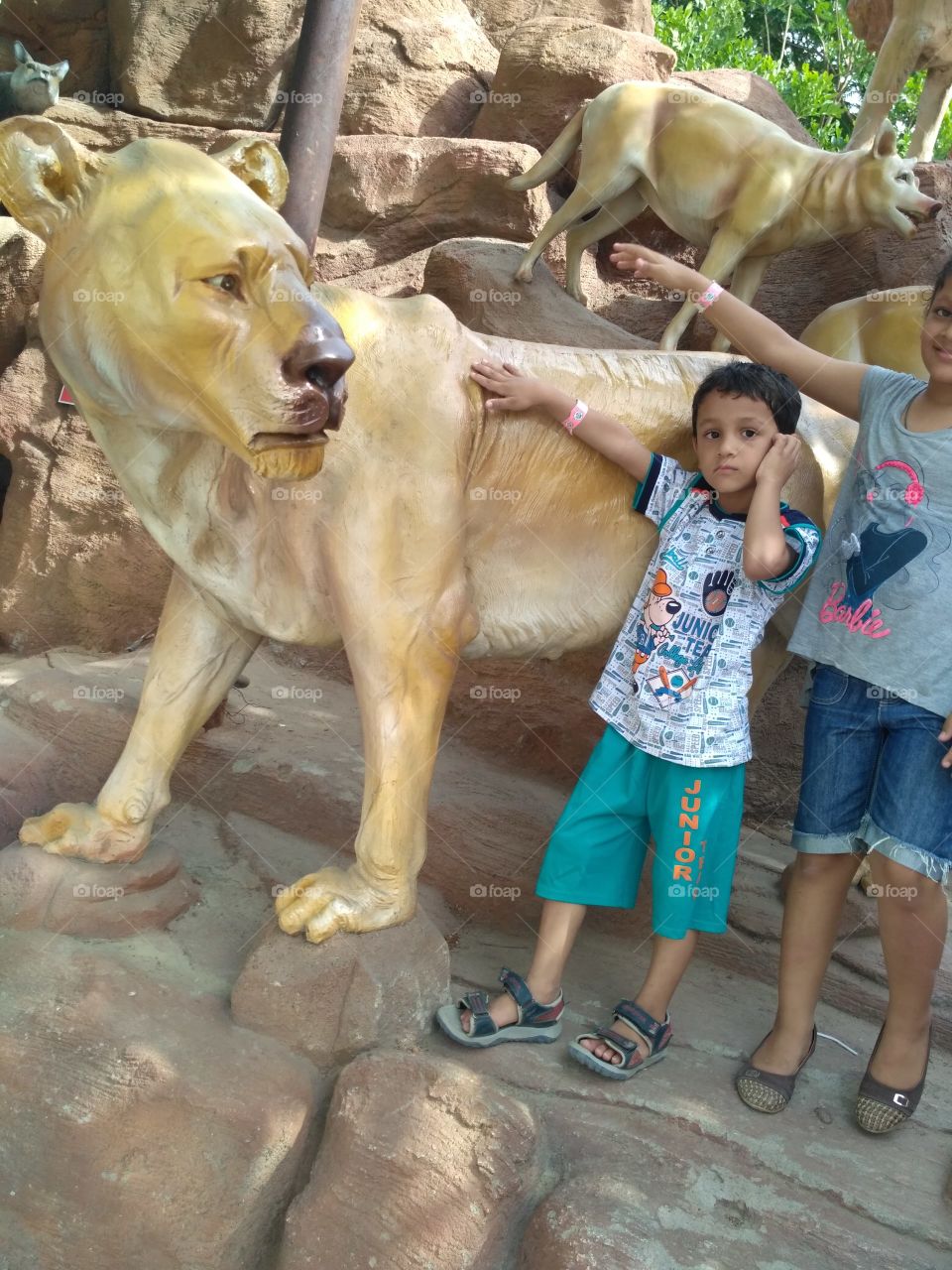 Kids enjoying in zoo