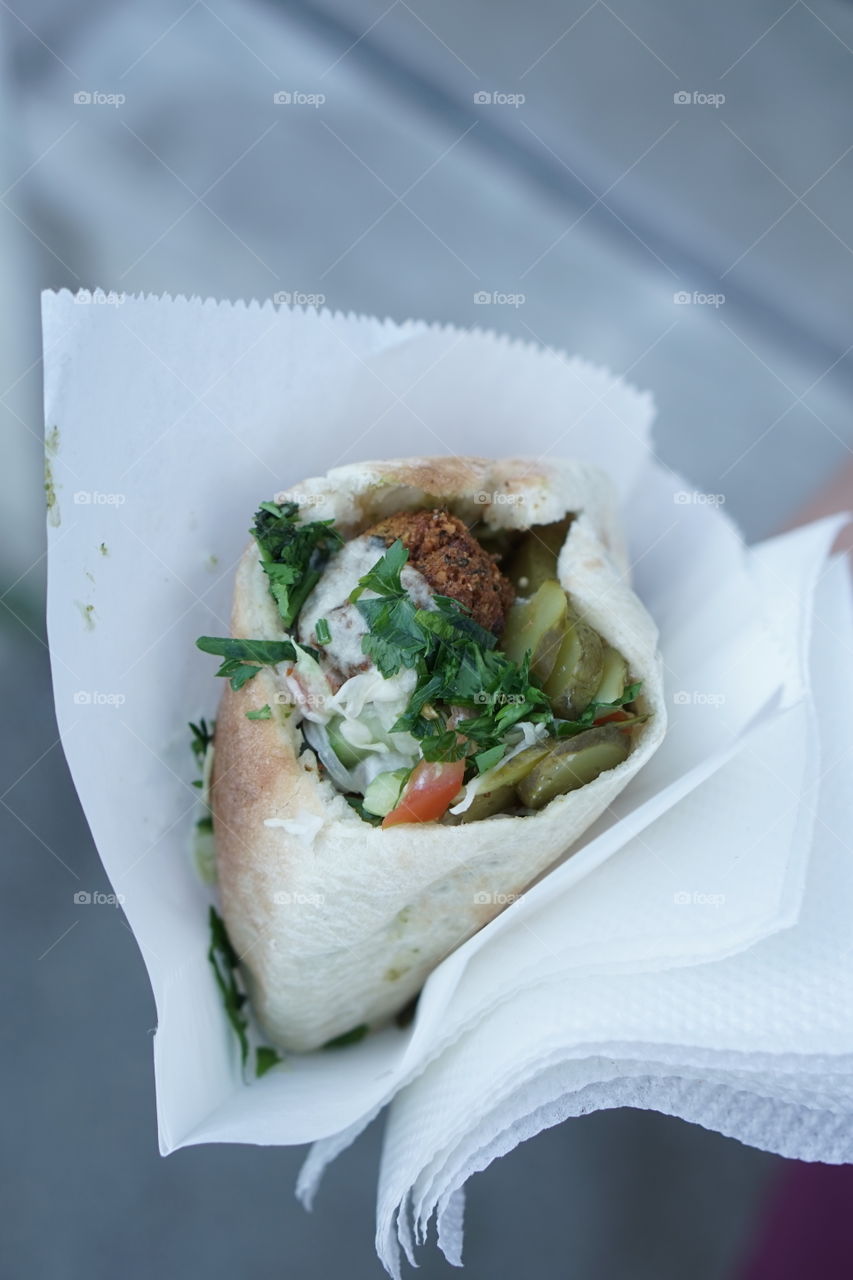 High angle view of snack with tissue paper