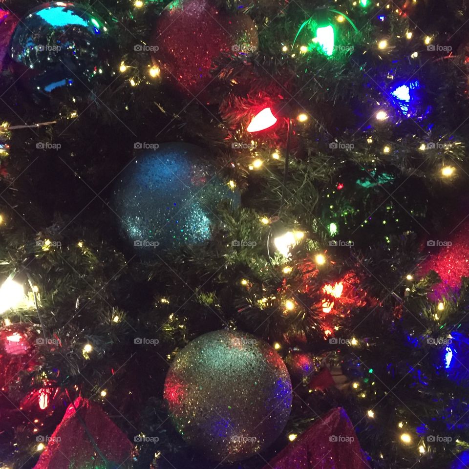 Multicolor Christmas balls and lights
