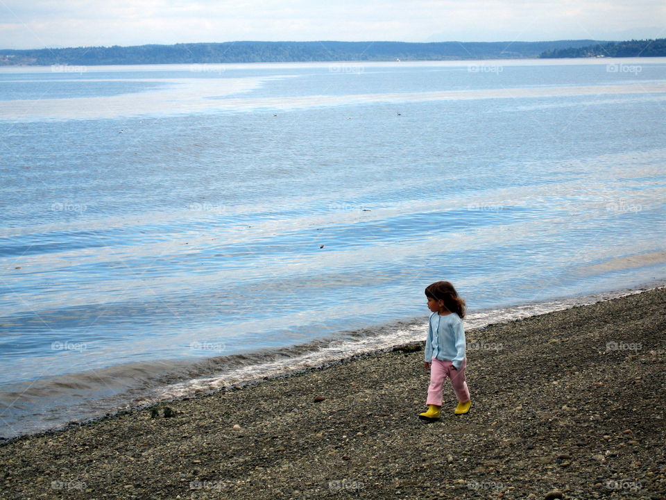 Beach Walk. My 4-year-old walking on the beach on johnson point.  What more can a mom ask for?