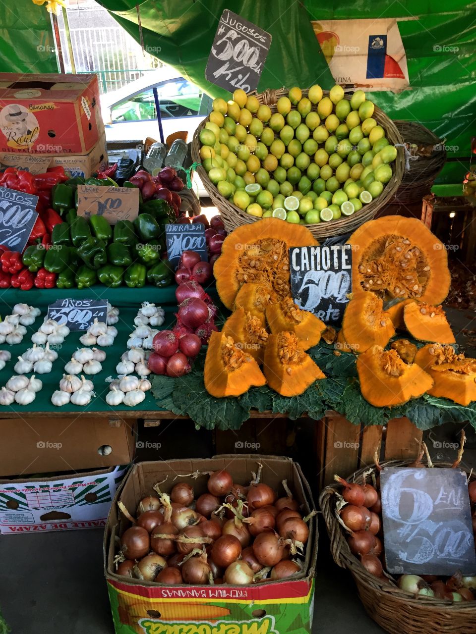 Weekend market vegetable stand, full of color