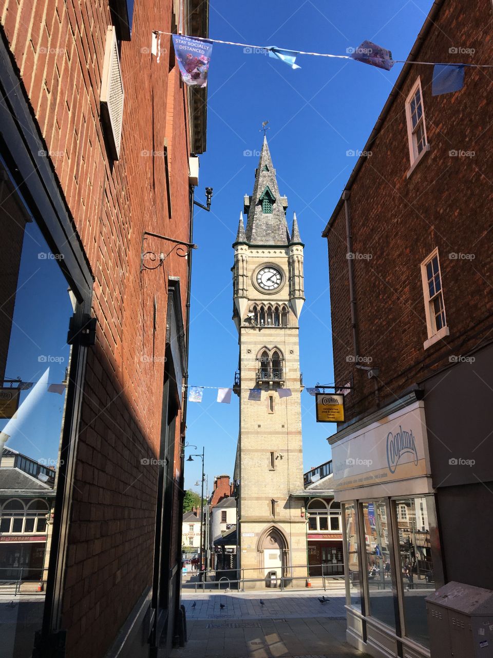 The sun has finally made an appearance in May 2021 ... gorgeous blue sky today after so many rainy days ... Town Clock ... Darlington 