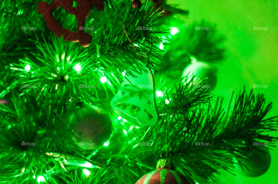 Green light of Christmas tree 