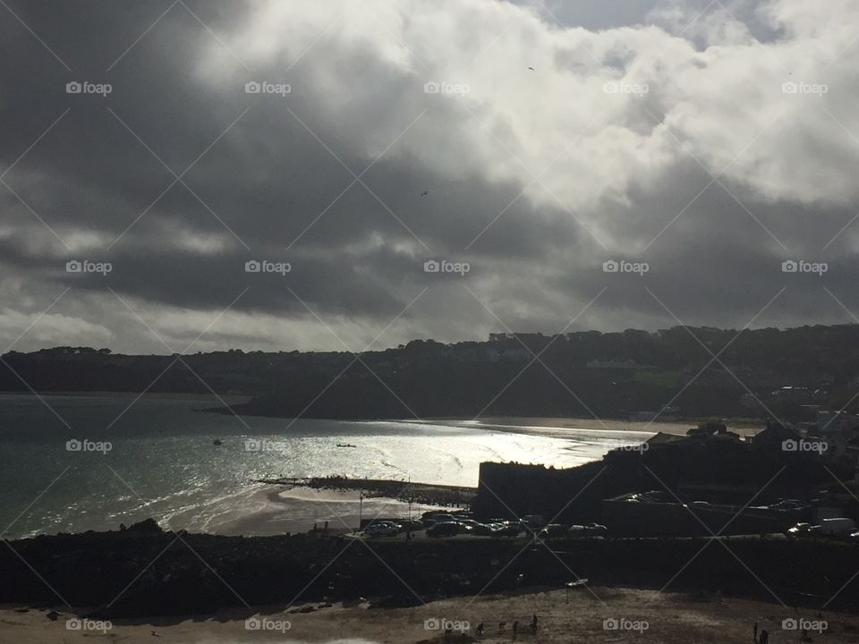 Porthminster Beach. Autumn light over the beach in St Ives, Cornwall