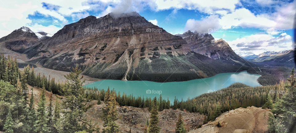Scenic view of Peyto lake