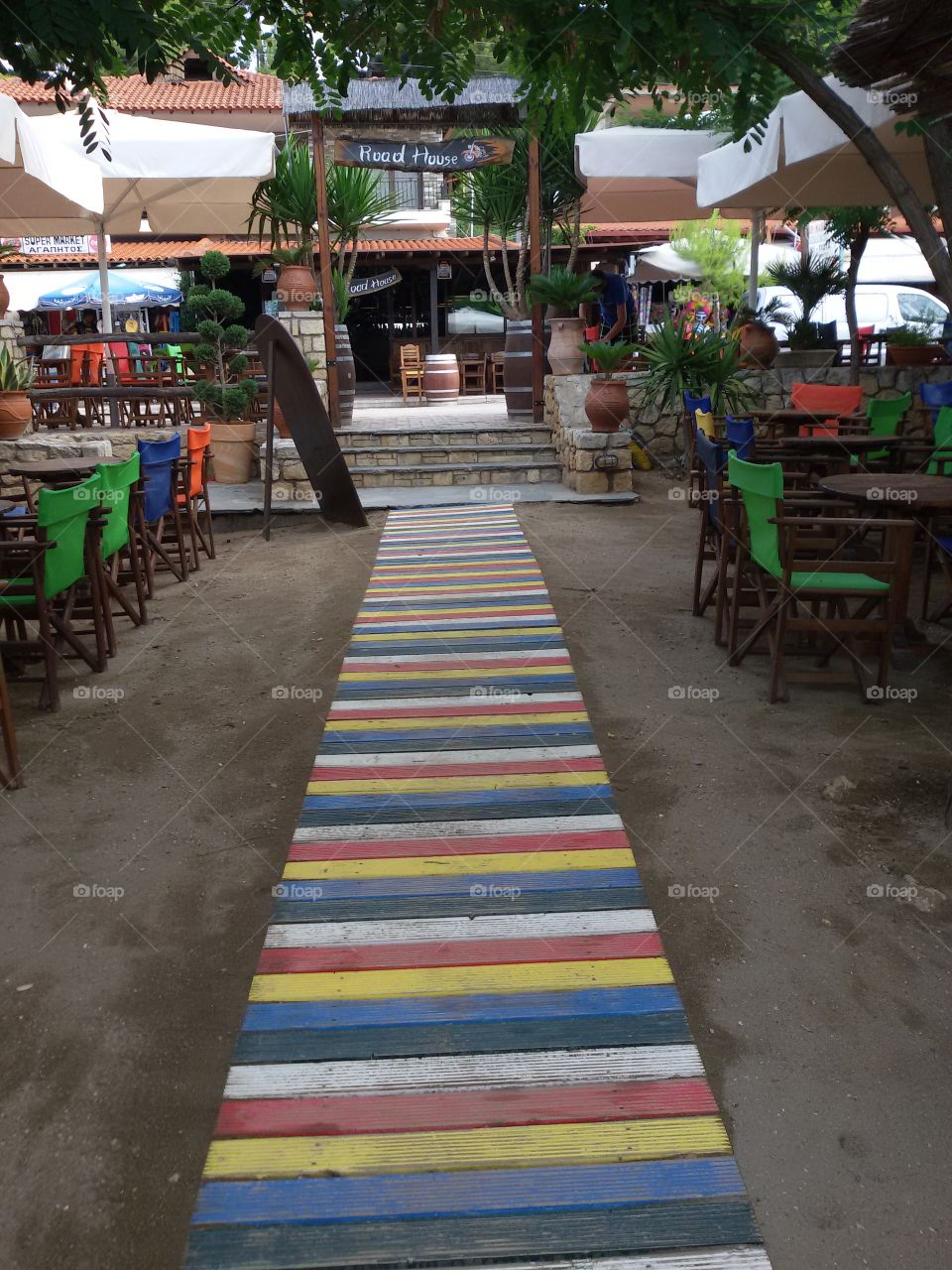 Beach path in various colors