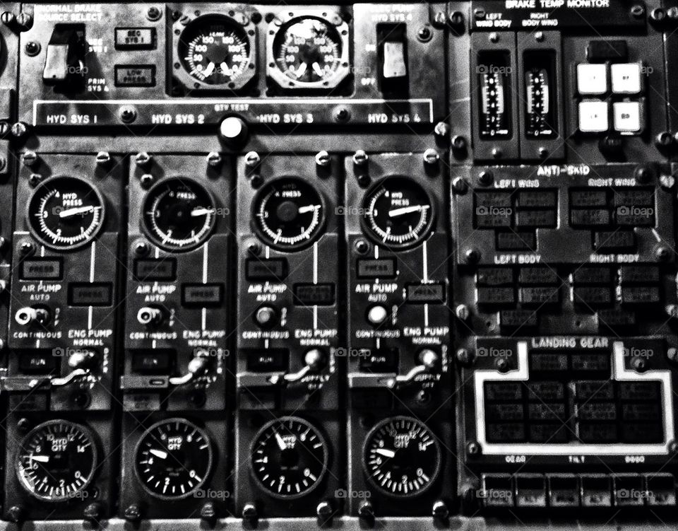 Complex dials on aircraft control panel