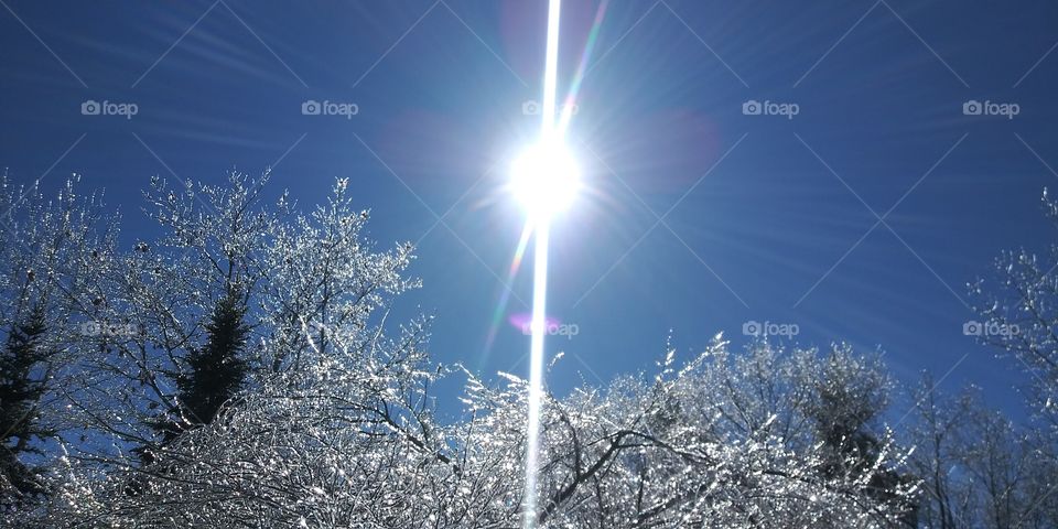 blue ice in sunlight