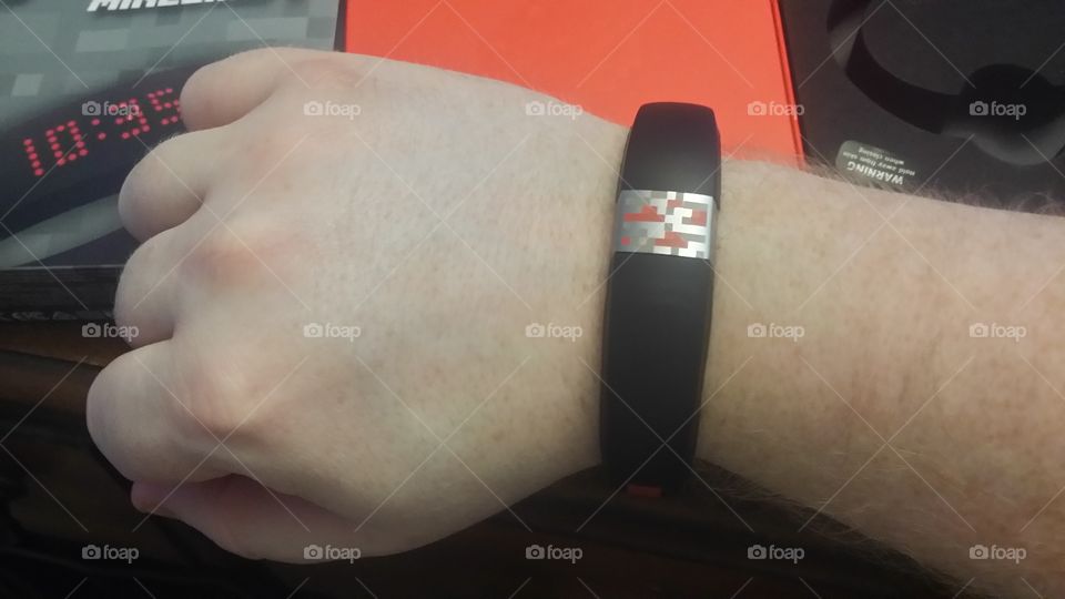 picture of my wrist with the Minecraft Gameband