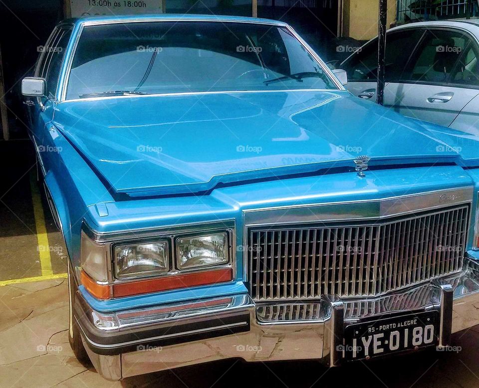 old blue car