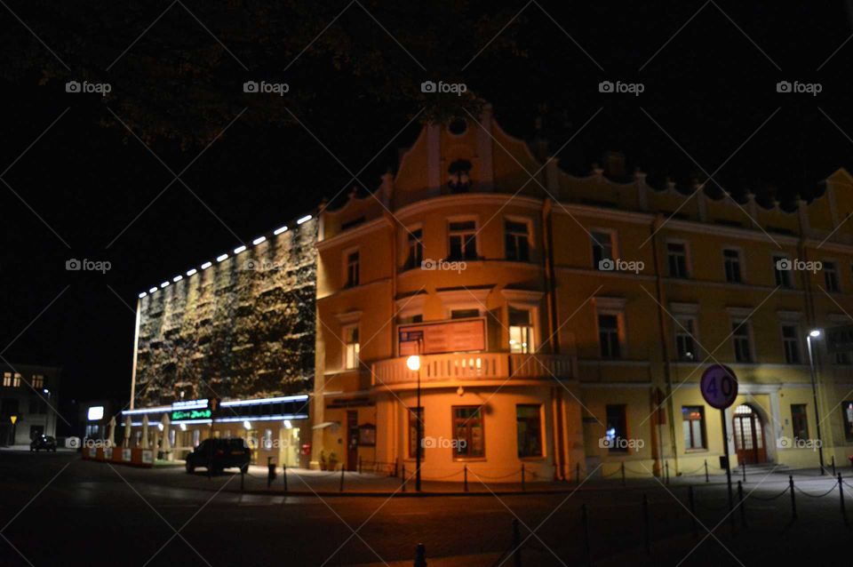 Polish city at night