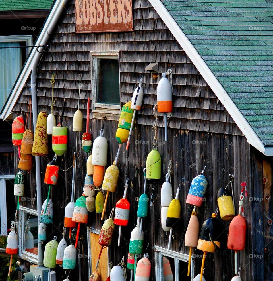Lobster trap buoys. These are part of the basic tools that lobster fishermen use!