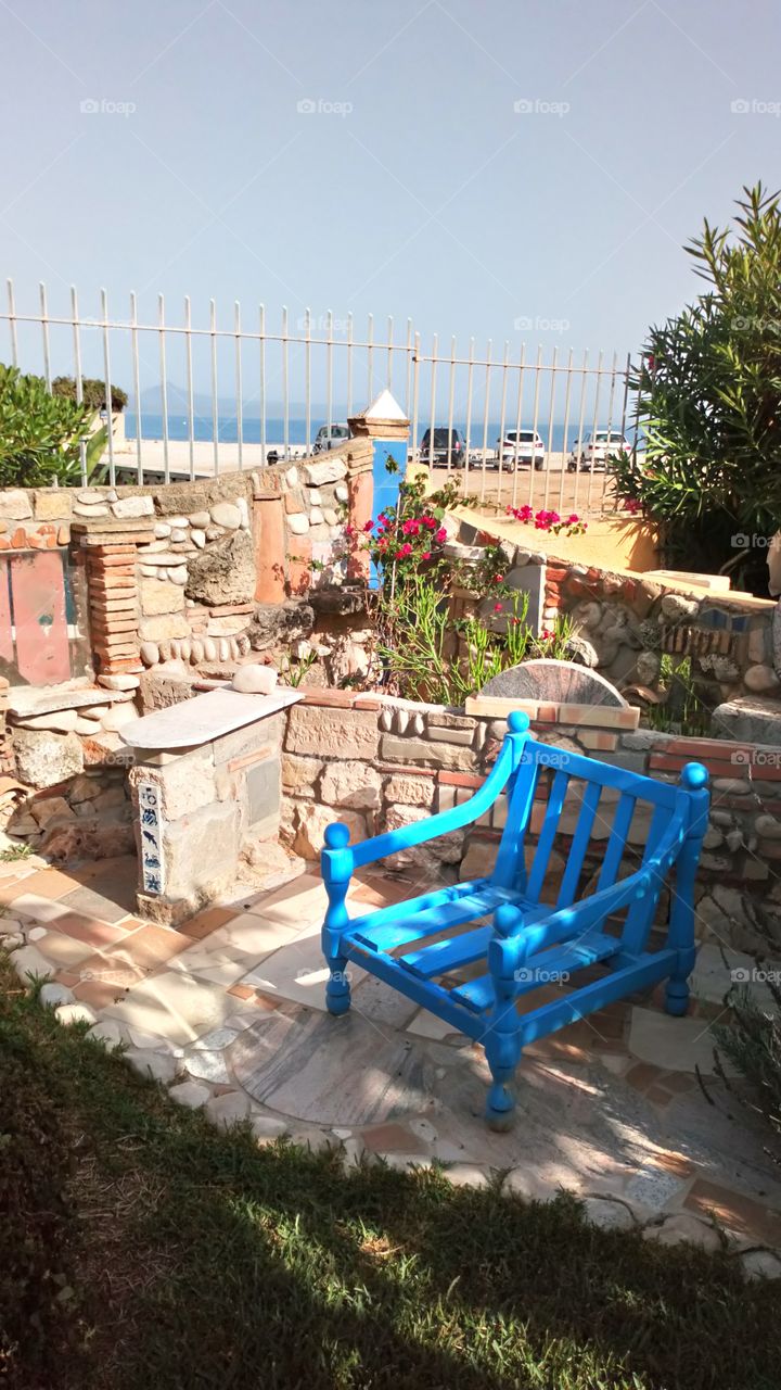 Azul playa mosaico terraza