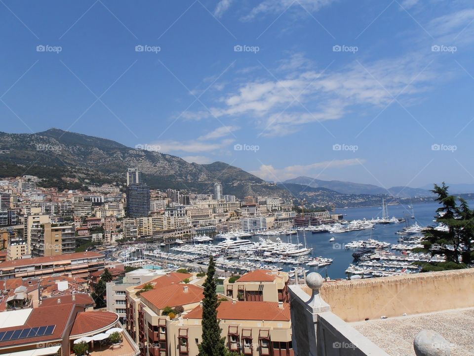 View to Monaco city and harbor from Monaco 
