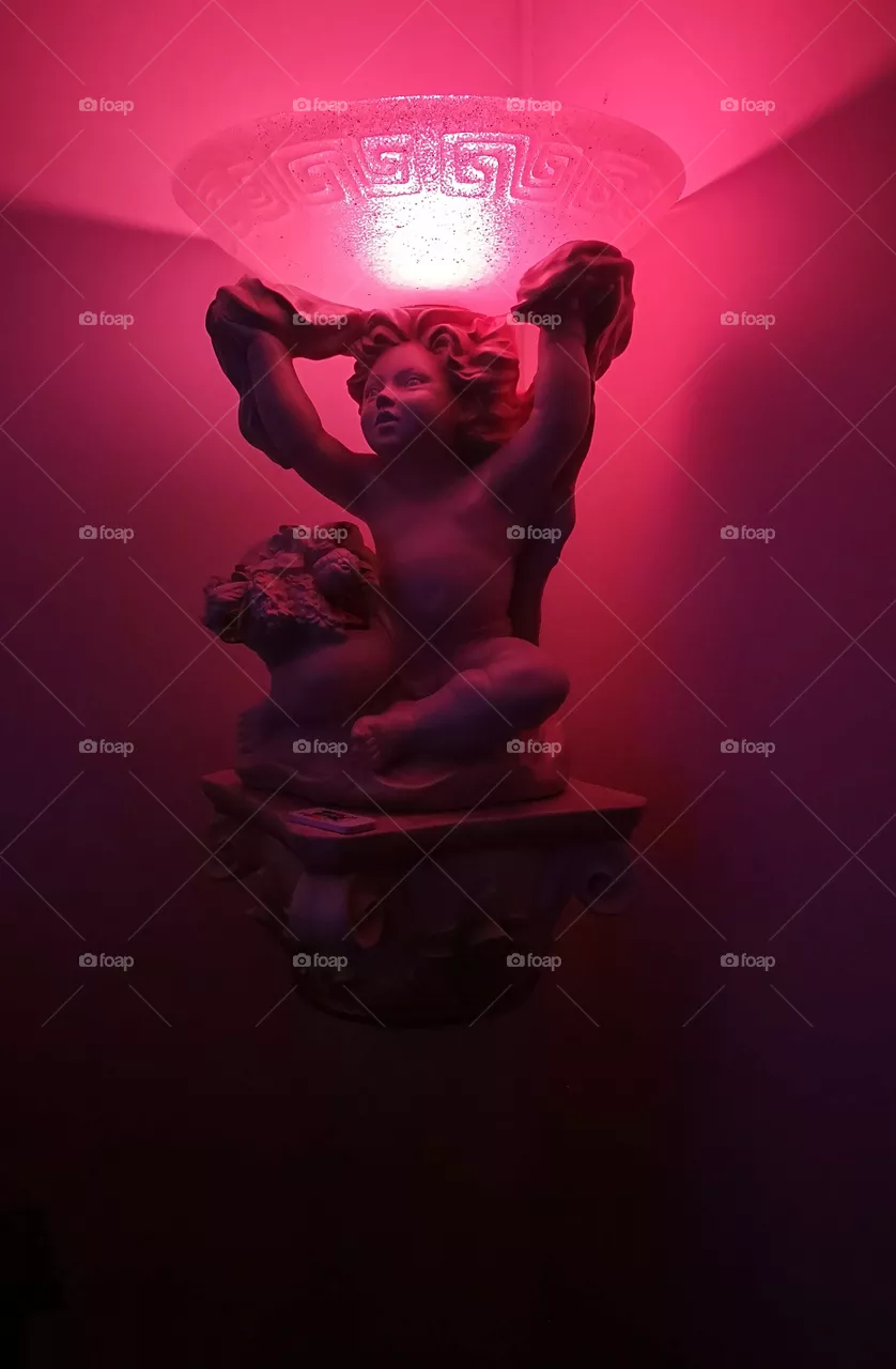 Purple-pink light.
