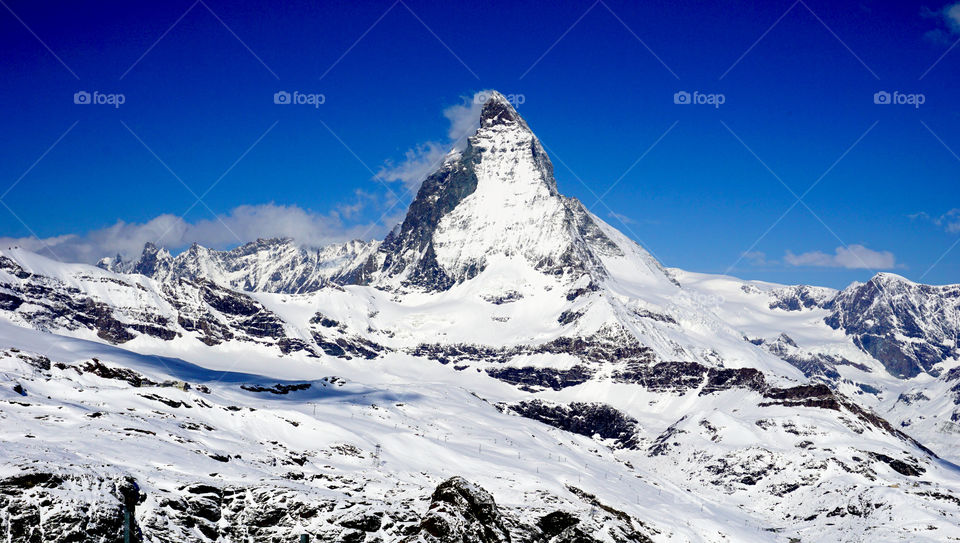 Matterhorn snow mountains scene in swiss