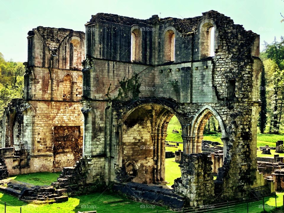 Old ruined monastery with classic gothic architecture 