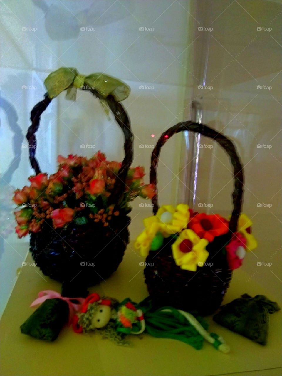 a basket of unique colourful flowers