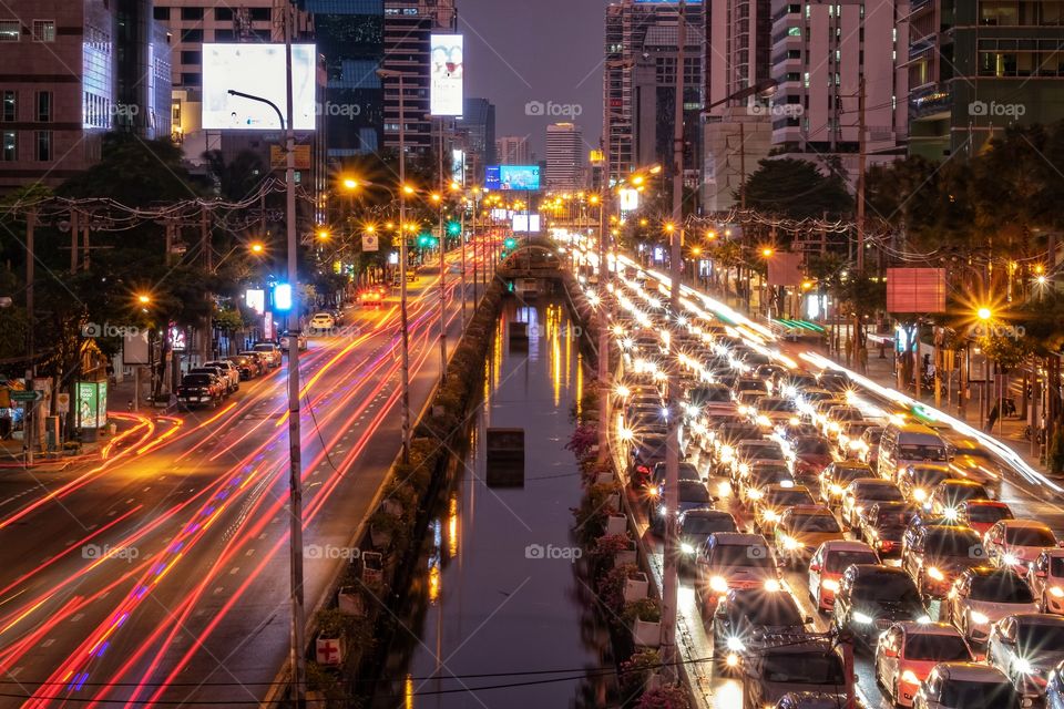 Evenging of Curfew day in Bangkok Thailand