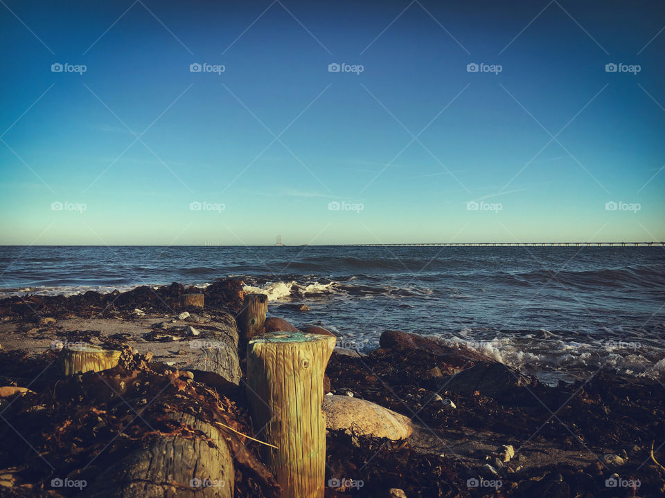 At the beach a cold morning