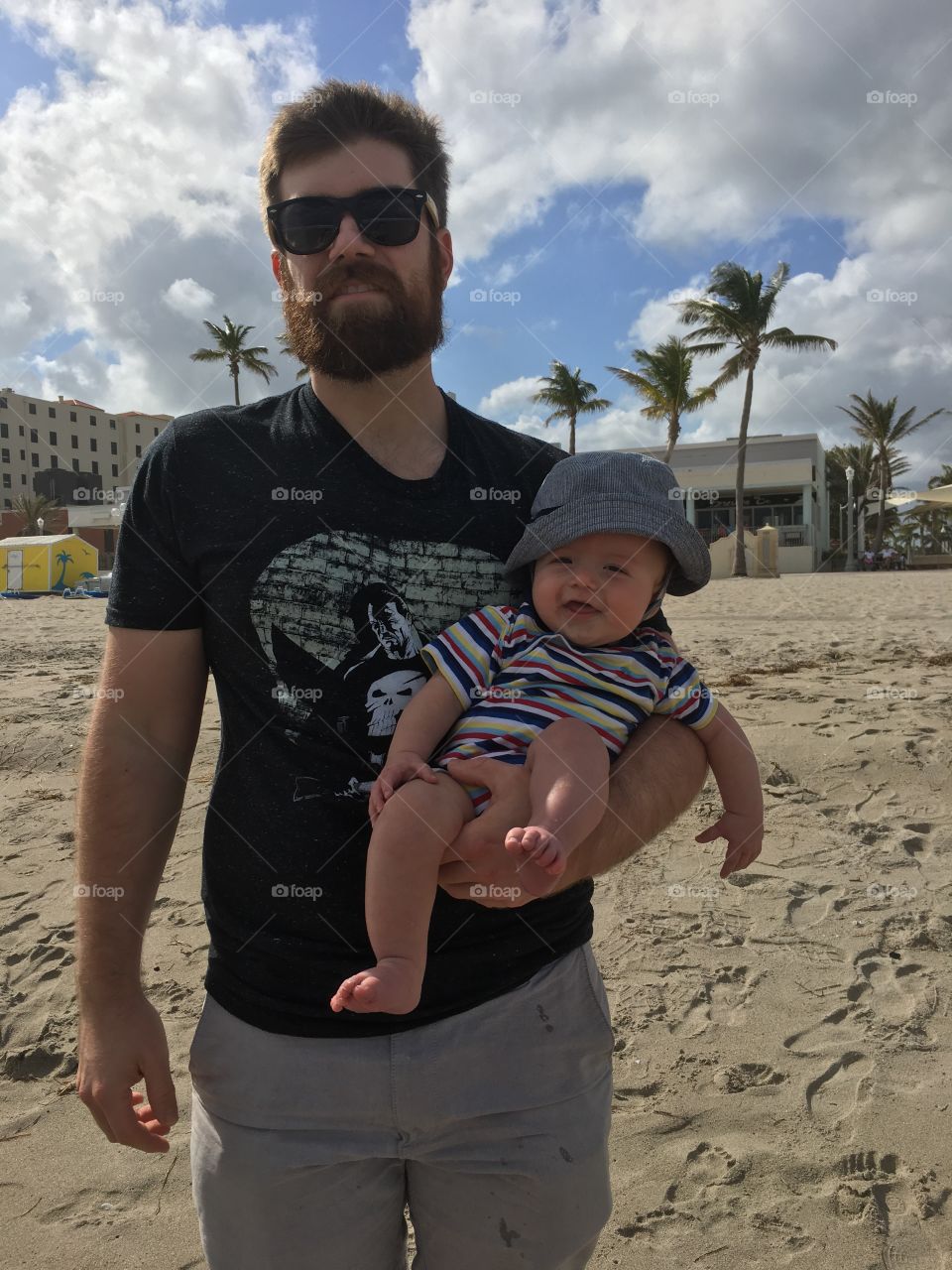 Father and son beach