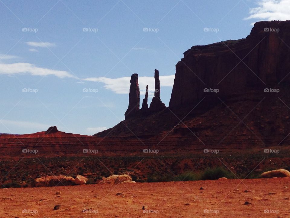 Silhouette of rocks in monument valley