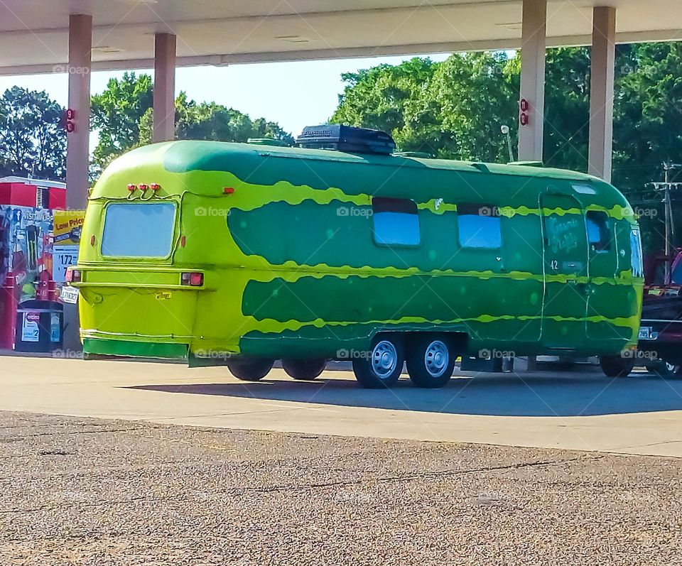 pull behind camper painted like a watermelon