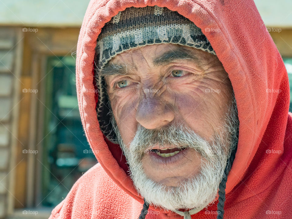 Portrait,  winter sun and wind