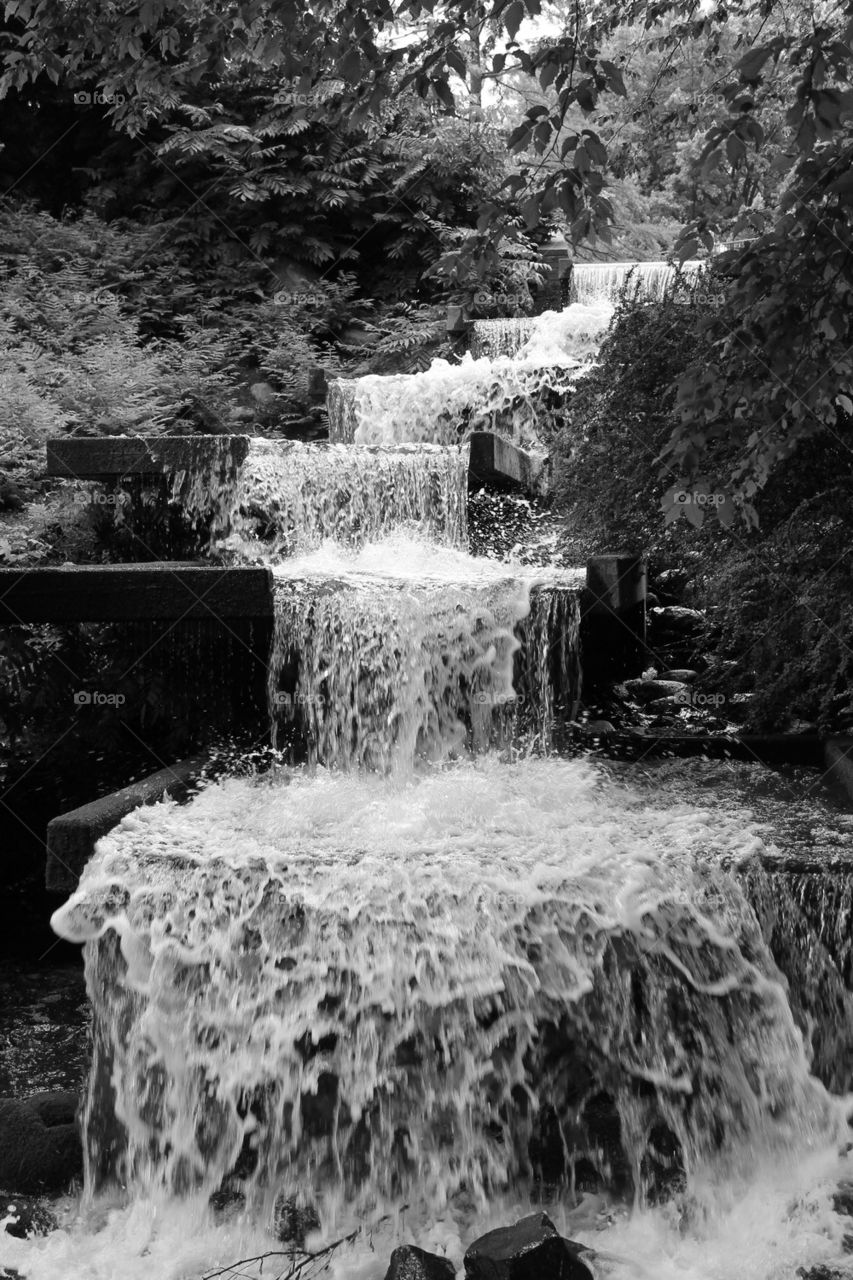 Waterfall in Planten und Blomen park in Hamburg,Germany.