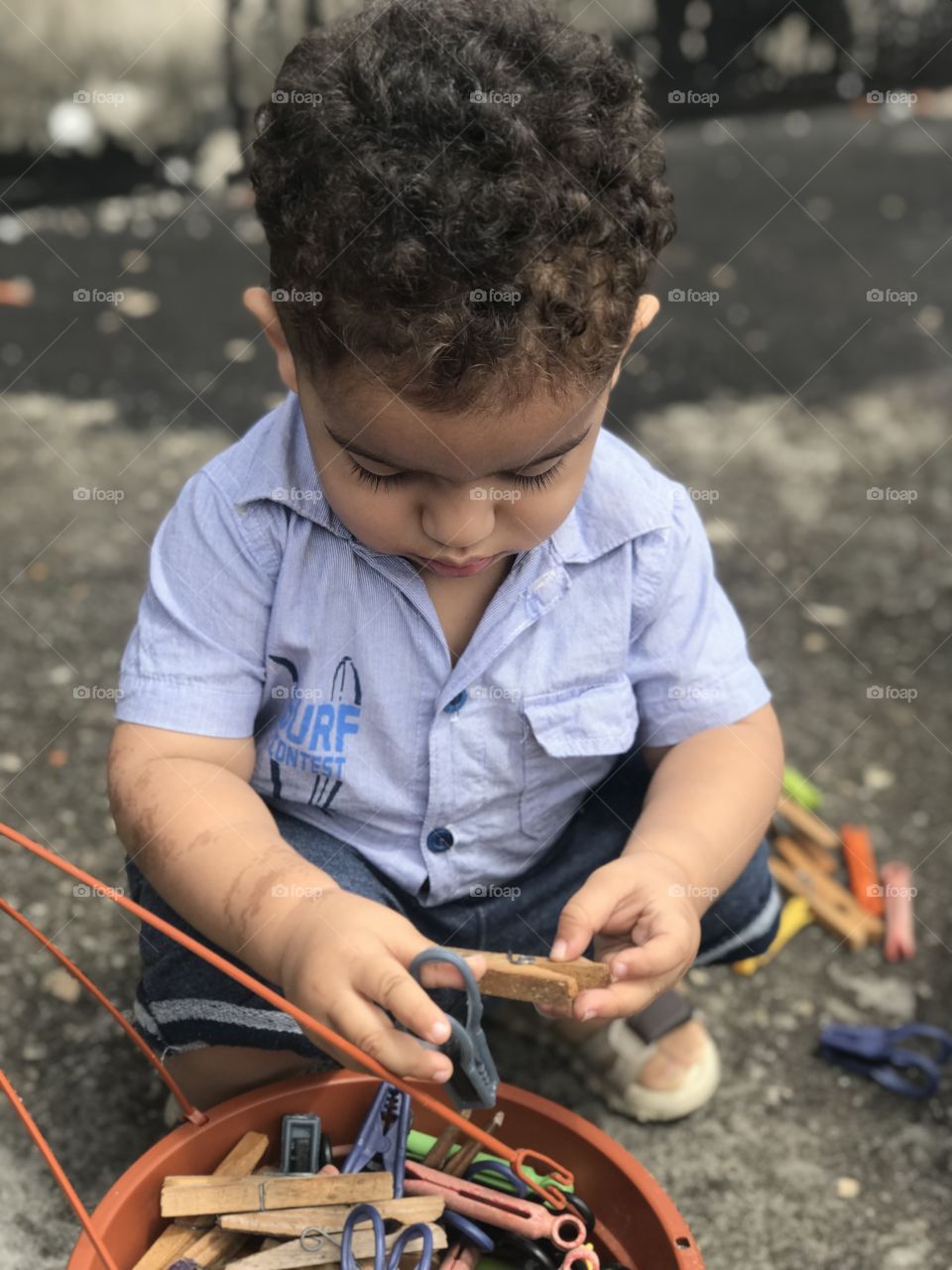 Brazilian cute boy Arthur playing 