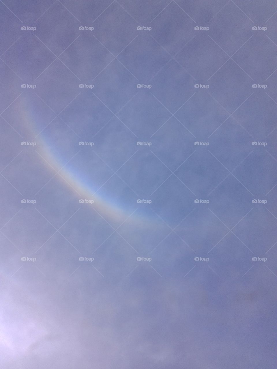 Sun Dog, Halo, Arch, Rainbow in Blue Sky over Santa Fe, New Mexico.  Rare Weather, Unique Natural Phenomena